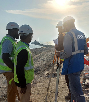 Engineers on marine site